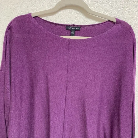 Eileen Fisher Purple Cotton Silk Blend Oversized Sweater Top Sz L Laggenlook - Picture 3 of 10